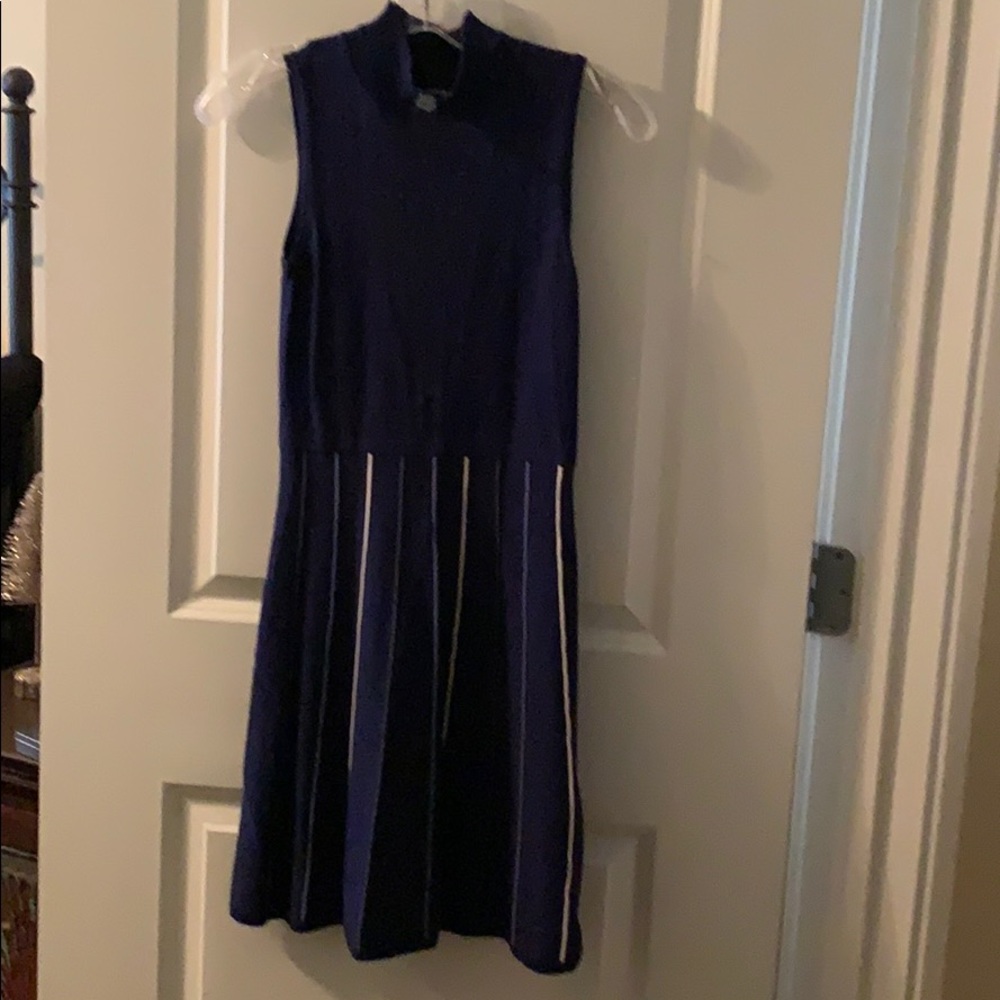 Blue sleeveless sweater dress